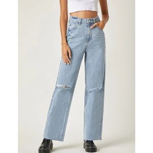 SHEIN BLUES Stone Wash Boyfriend Jeans